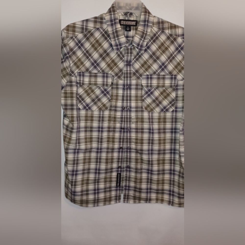 Black Hawk Warrior Wear Men's Plaid Vented Shirt  Size L Snap Buttons - Picture 2 of 11